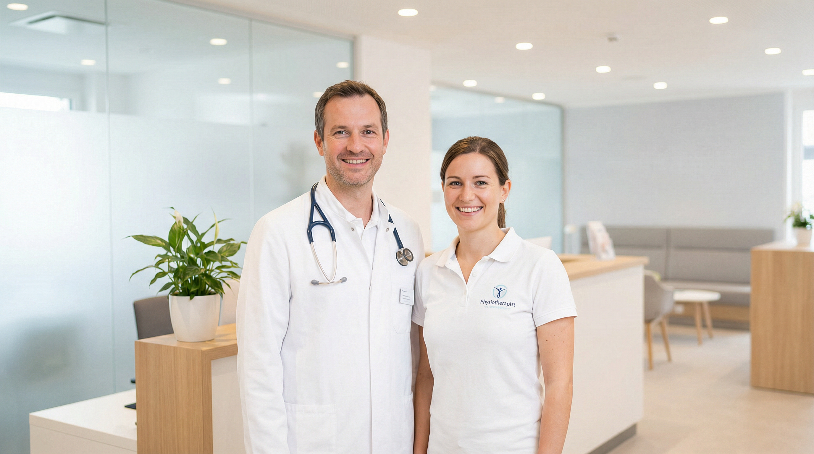 Equipe médica e de fisioterapia